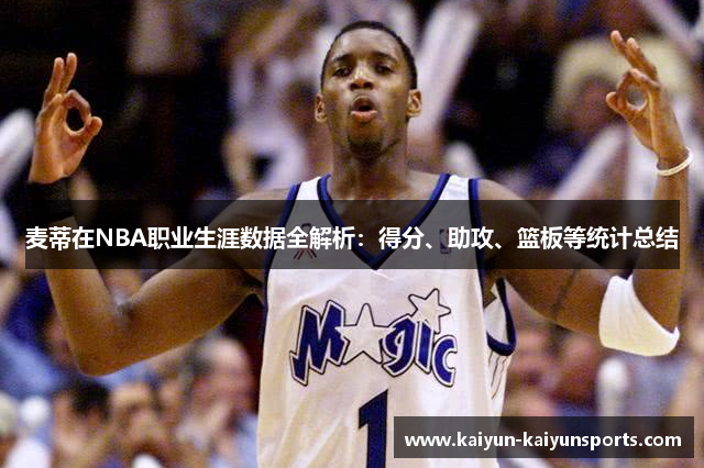 麦蒂在NBA职业生涯数据全解析：得分、助攻、篮板等统计总结
